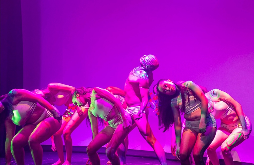 Dancers in synchronized choreography